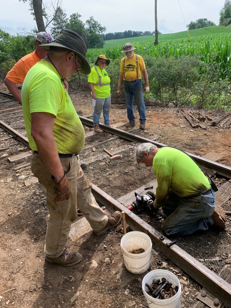 Friends volunteers at work on the Stewartstown Railroad