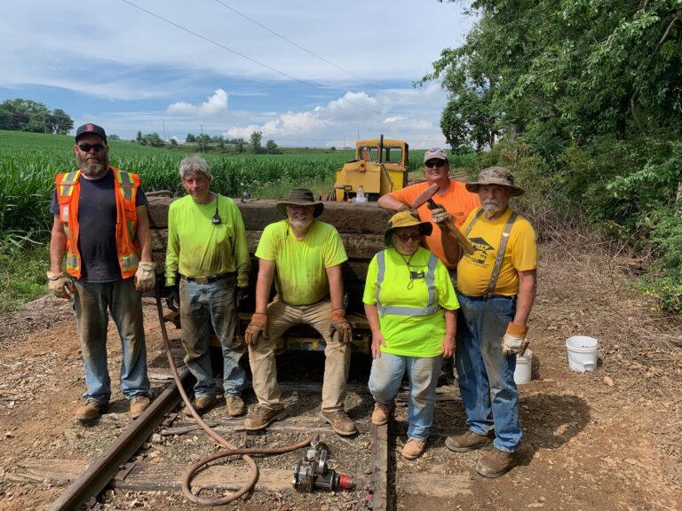 Friends volunteers at work on the Stewartstown Railroad