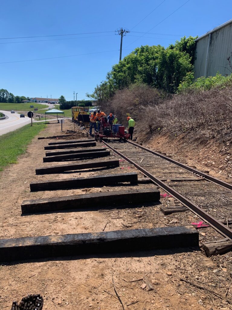 Friends volunteers at work on the Stewartstown Railroad