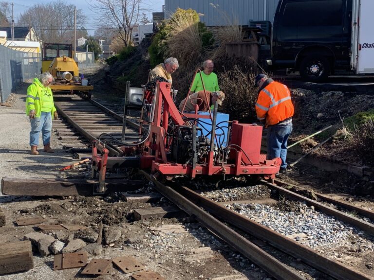 Friends volunteers at work on the Stewartstown Railroad